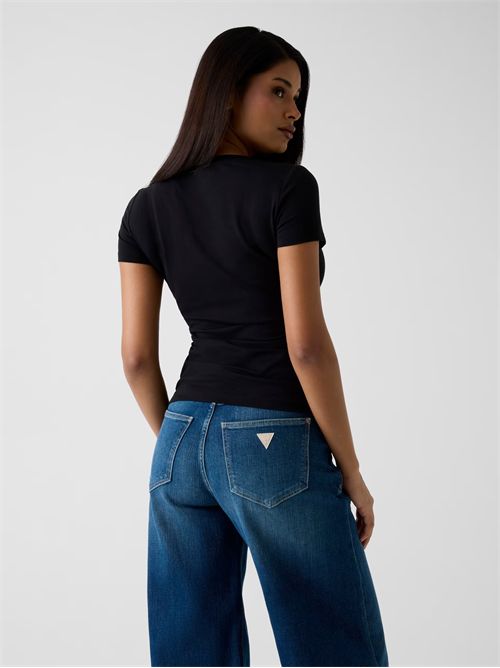 T-shirt con strass logo GUESS | W6RI24J1314/JBLK